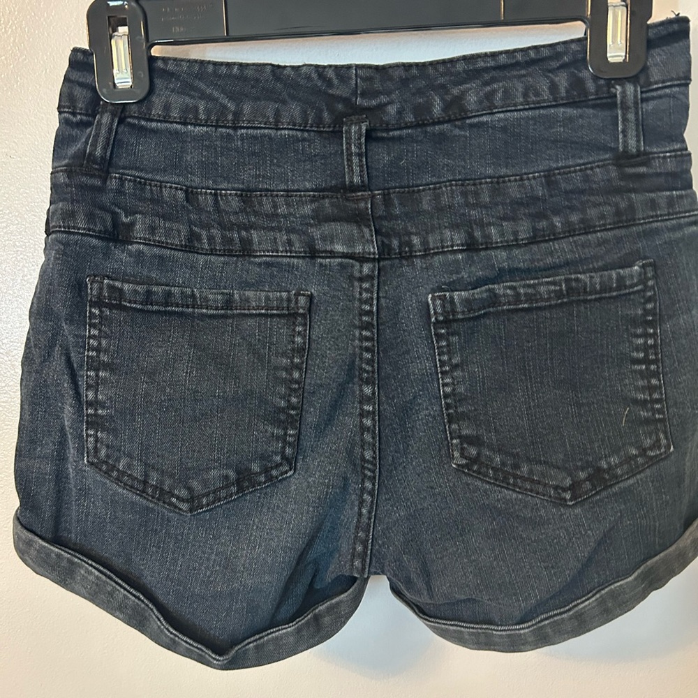 High Rise, Dark Cuffed Jean Shorts - Picture 4 of 4